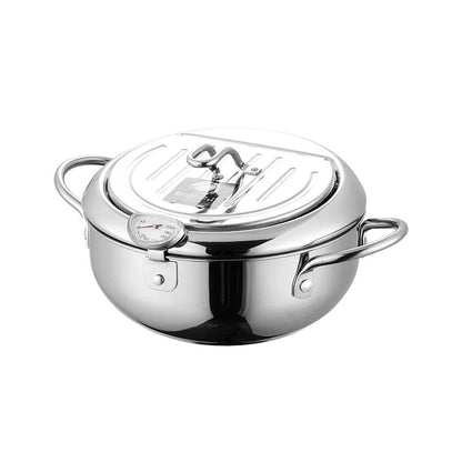 Japanese Stainless Steel Deep Fryer – Mini Temp Control Frying Pot (20cm/24cm)