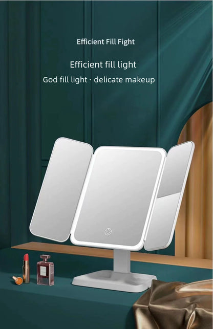 LED Makeup Mirror with Light - Portable Desktop Shell Design