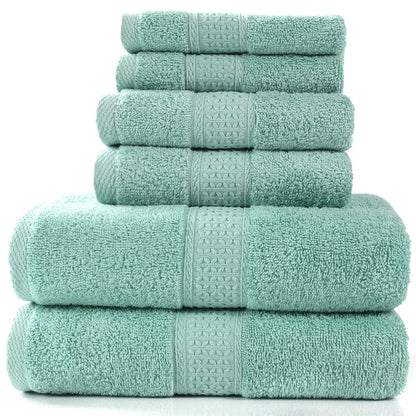 Home Simple Cotton Absorbent Towel Bath Towel 6-Piece Set– Soft Solid Colors