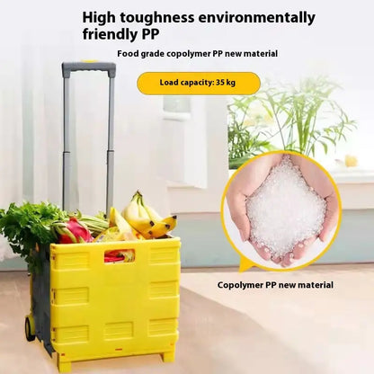 Portable Folding Cart with Lid – Heavy-Duty Collapsible Trolley