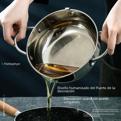 Japanese Stainless Steel Deep Fryer – Mini Temp Control Frying Pot (20cm/24cm)